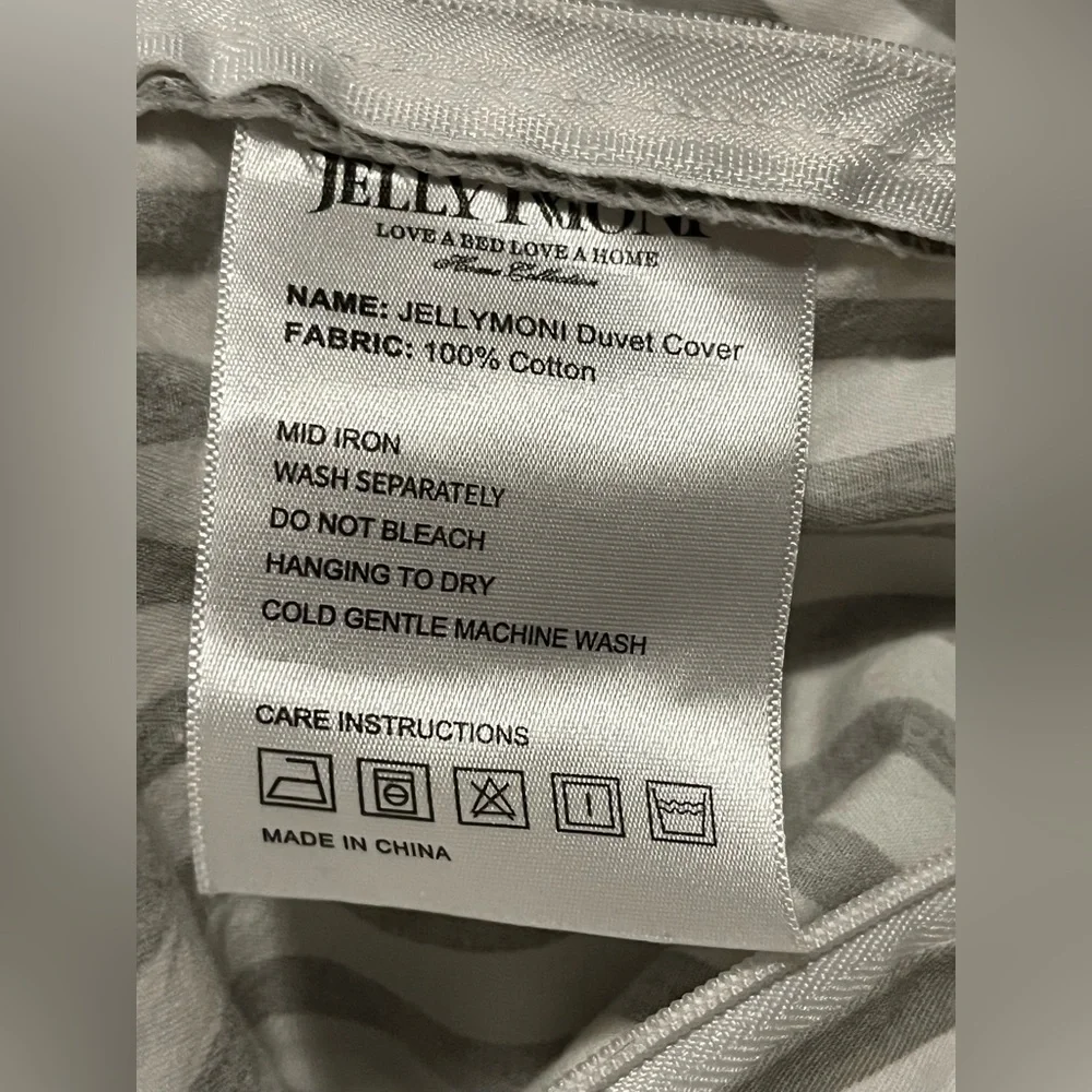 Jellymoni~Striped Gray Cotton Duvet ~ King ~ 100% Cotton - Picture 9 of 9